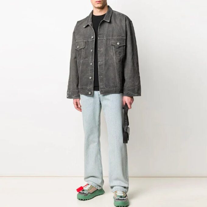 Off-White Herre SS21 Denimjakke Vanlig versjon Grå