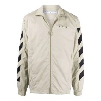 Off-White Herre SS21 Diagonale striper mønstertrykk jakke Beige