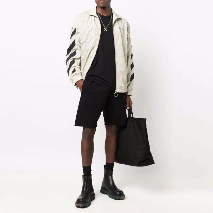 Off-White Herre SS21 Diagonale striper mønstertrykk jakke Beige
