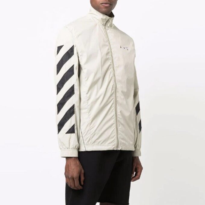 Off-White Herre SS21 Diagonale striper mønstertrykk jakke Beige