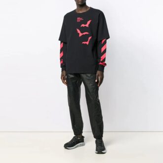 Off-White Herre SS21 Elastisk linning Ensfarget Sportbukser/Joggebukser Løs passform Svart