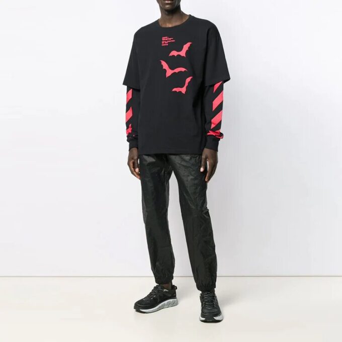 Off-White Herre SS21 Elastisk linning Ensfarget Sportbukser/Joggebukser Løs passform Svart