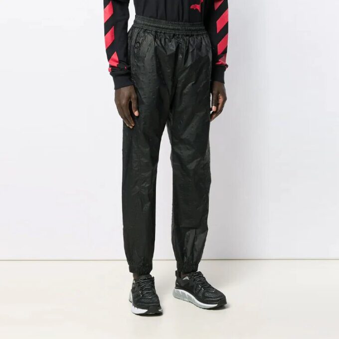 Off-White Herre SS21 Elastisk linning Ensfarget Sportbukser/Joggebukser Løs passform Svart