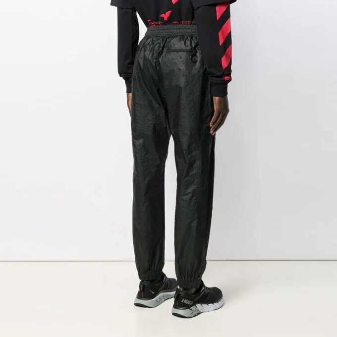 Off-White Herre SS21 Elastisk linning Ensfarget Sportbukser/Joggebukser Løs passform Svart