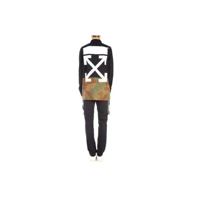 Off-White Herre SS21 Kamuflasje Colorblock Spenne Langermet Jakke Løs Passform Svart