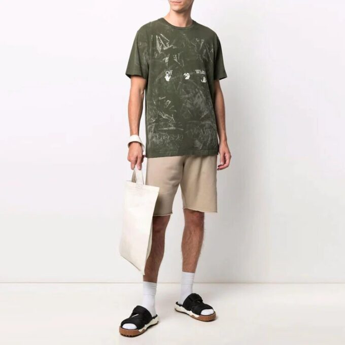Off-White Herre SS21 Logo Kortærmet Grønn T-skjorte