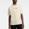 Off-White Herre SS21 Logo-mønster Kortærmet Løs passform Lys khaki T-skjorte