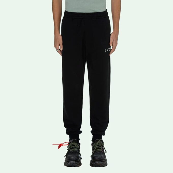 Off-White Herre SS21 Logo Svart Sportsbukser/Joggebukser