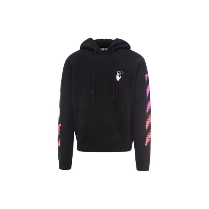 Off-White Herre SS21 Logo-trykk Langermet Løs Passform «Black Fuchsia»
