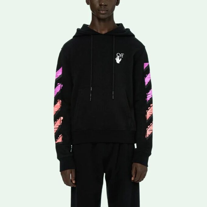 Off-White Herre SS21 Logo-trykk Langermet Løs Passform «Black Fuchsia»