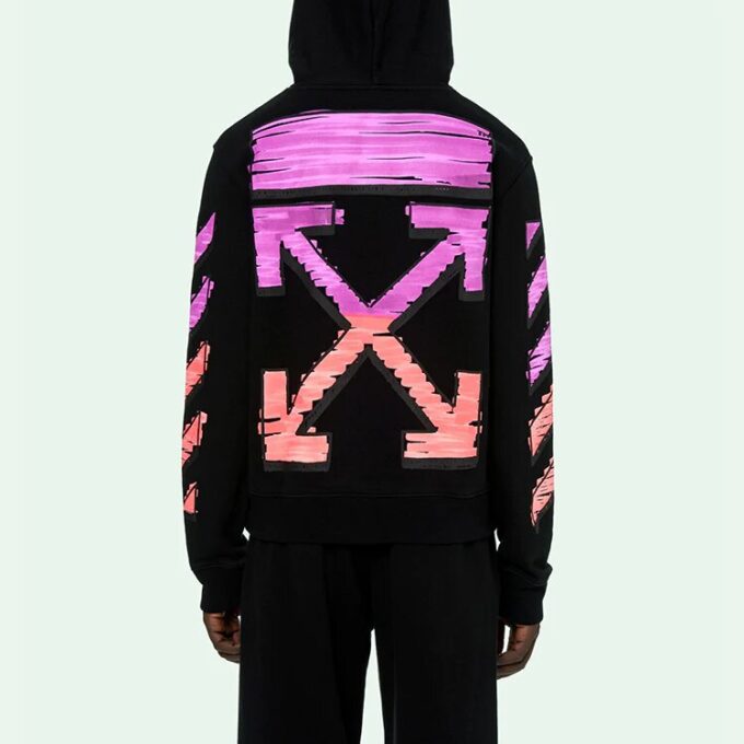 Off-White Herre SS21 Logo-trykk Langermet Løs Passform «Black Fuchsia»