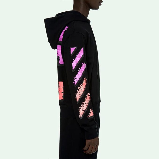 Off-White Herre SS21 Logo-trykk Langermet Løs Passform «Black Fuchsia»