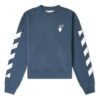 Off-White Herre SS21 Logo-trykk Stripe Rundhalset Løs Passform Blå