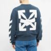 Off-White Herre SS21 Logo-trykk Stripe Rundhalset Løs Passform Blå