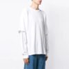 Off-White Herre SS21 Logo Twill-trykk Langermet Kremhvit T-skjorte
