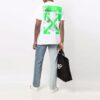 Off-White Herre SS21 Maleri-mønster Rundhalset Kortærmet Hvit T-skjorte i Shorts