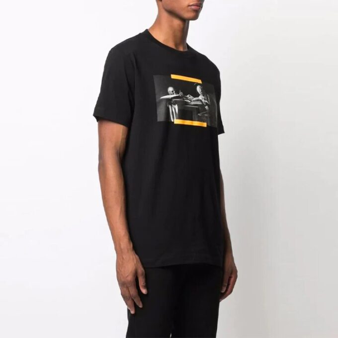 Off-White Herre SS21 Mønstertrykk Kortærmet Svart T-skjorte