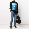 Off-White Herre SS21 Mona Lisa-mønster Pullover Svart