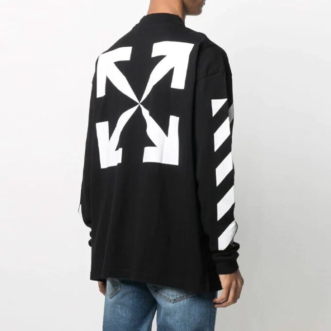 Off-White Herre SS21 Mona Lisa-mønster Pullover Svart