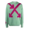 Off-White Herre SS21 Rundhalset genser Intarsia Grønn