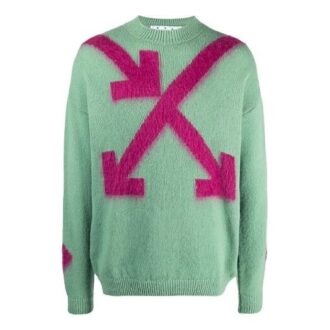 Off-White Herre SS21 Rundhalset genser Intarsia Grønn