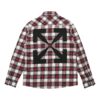 Off-White Herre SS21 Skotskrutet rød skjorte med pil på ryggen