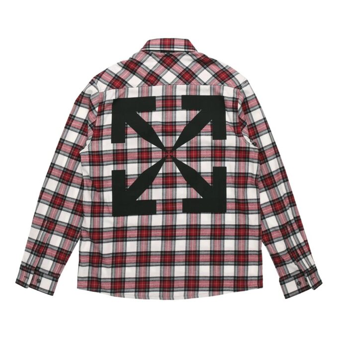 Off-White Herre SS21 Skotskrutet rød skjorte med pil på ryggen
