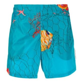 Off-White Herre SS21 Småmønstrede Lake Blue-bukser