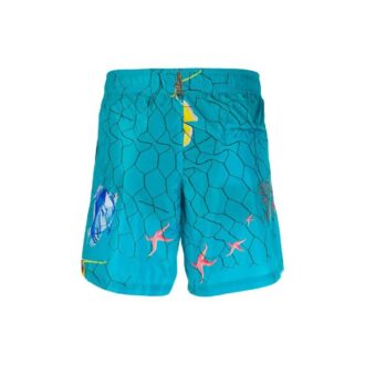 Off-White Herre SS21 Småmønstrede Lake Blue-bukser