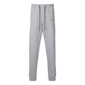 Off-White Herre SS21 Snøring Logo Gul Pil Sportsbukser/Joggebukser Slim Fit Grå