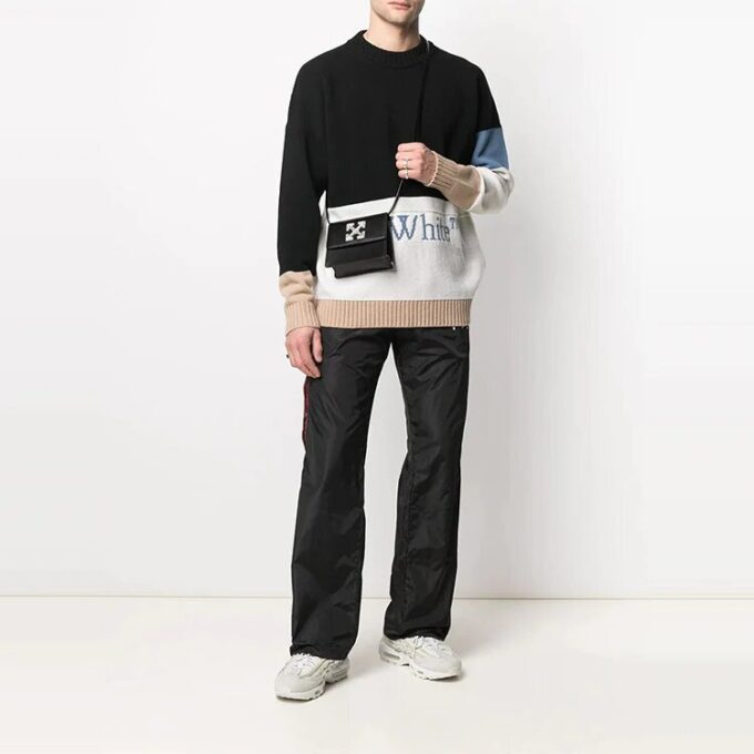 Off-White Herre SS21 Sportbukser/Joggebukser med glidelåsdetaljer og logo, svart