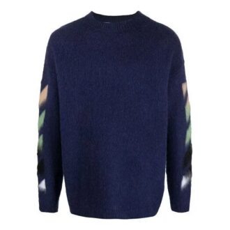 Off-White Herre SS21 Stripe Pattern Intarsia Knit Blue