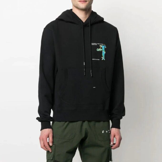 Off-White Herre SS21 Trykk Løs Passform Svart