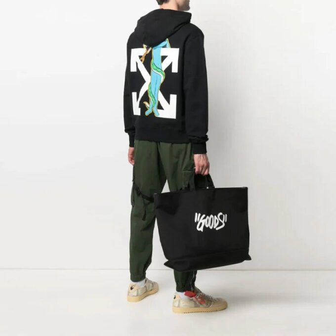 Off-White Herre SS21 Trykk Løs Passform Svart