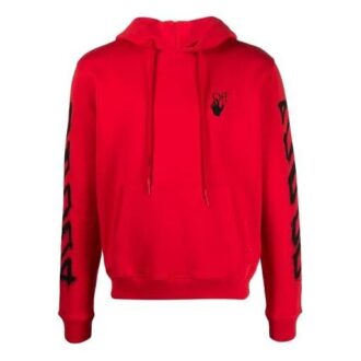 Off-White Herre SS21 Twill-trykk med logo, løs passform, rød