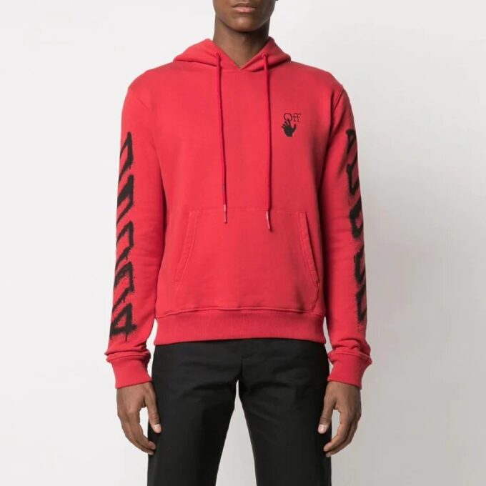 Off-White Herre SS21 Twill-trykk med logo, løs passform, rød