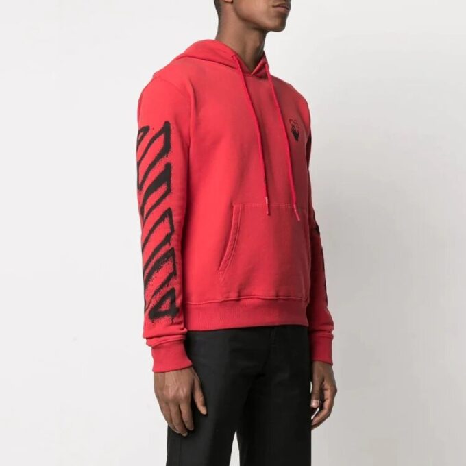Off-White Herre SS21 Twill-trykk med logo, løs passform, rød