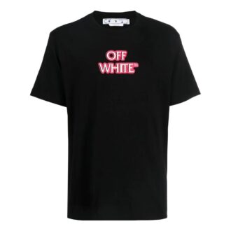 Off-White Herre SS22 Alfabet-logo-trykk Rund hals Kort ermet Løs passform Svart T-skjorte i Short-stil
