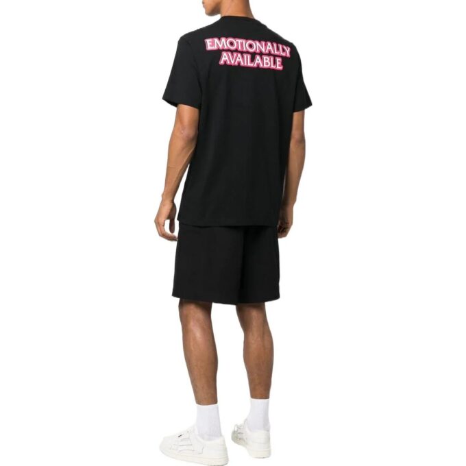 Off-White Herre SS22 Alfabet-logo-trykk Rund hals Kort ermet Løs passform Svart T-skjorte i Short-stil