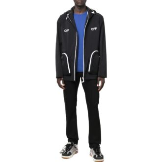 Off-White Herre SS22 Alfabet-trykk Jakke med hette og glidelås, svart