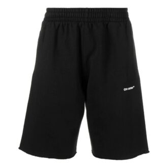 Off-White Herre SS22 Alfabetlogo-trykk Rette shorts Løs passform Svart