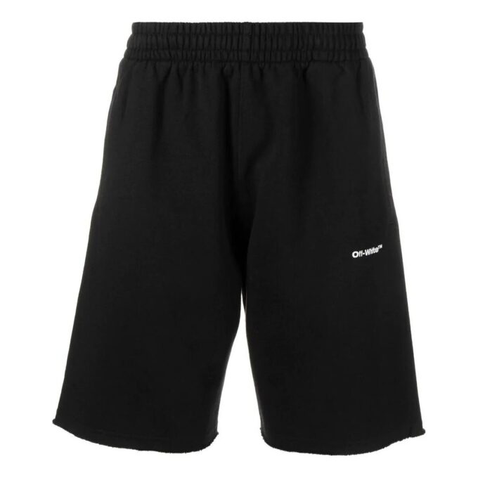 Off-White Herre SS22 Alfabetlogo-trykk Rette shorts Løs passform Svart