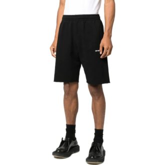 Off-White Herre SS22 Alfabetlogo-trykk Rette shorts Løs passform Svart