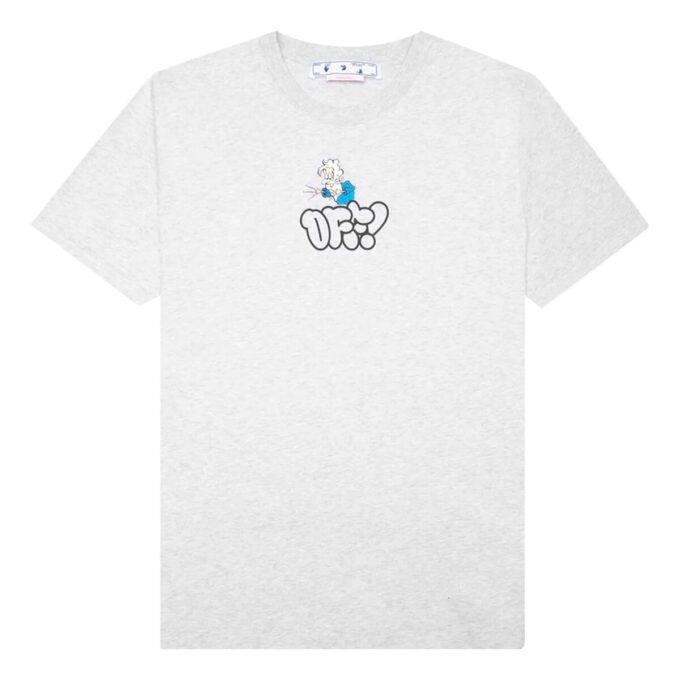 Off-White Herre SS22 Alphabet Logo-trykk Rundhalset kortærmet versjon Grå T-skjorte