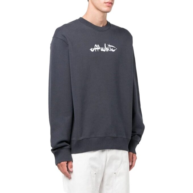 Off-White Herre SS22 Arrows-print Rundhals Langermet Grå