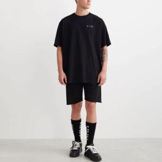 Off-White Herre SS22 Back Caravaggio kortærmet løs passform svart T-skjorte