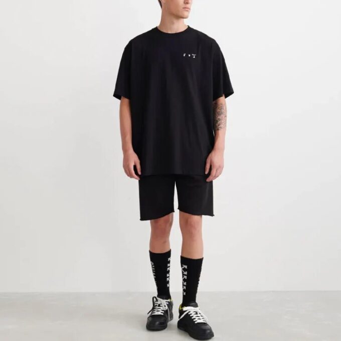 Off-White Herre SS22 Back Caravaggio kortærmet løs passform svart T-skjorte
