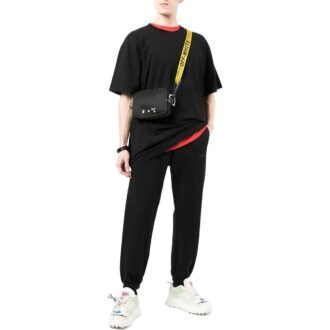 Off-White Herre SS22 Back Logo Printing Bundle Feet Sportsbukser/Joggebukser Svart