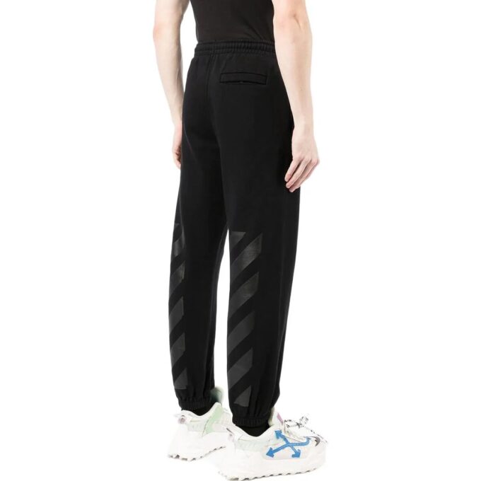 Off-White Herre SS22 Back Logo Printing Bundle Feet Sportsbukser/Joggebukser Svart