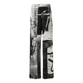 Off-White Herre SS22 Blæk Høy Midje Rett Casual Bukser/Løse Bukser